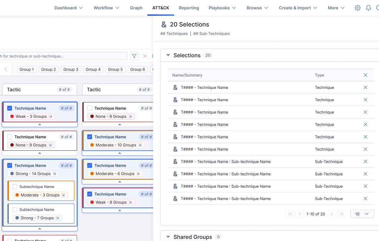 ATT&CK Multi-selection to Compare Groups