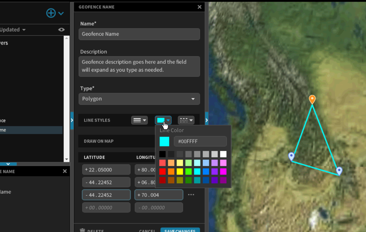 Geofence Color Selection