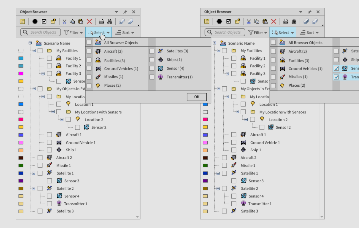 Object Grouping Selection Options
