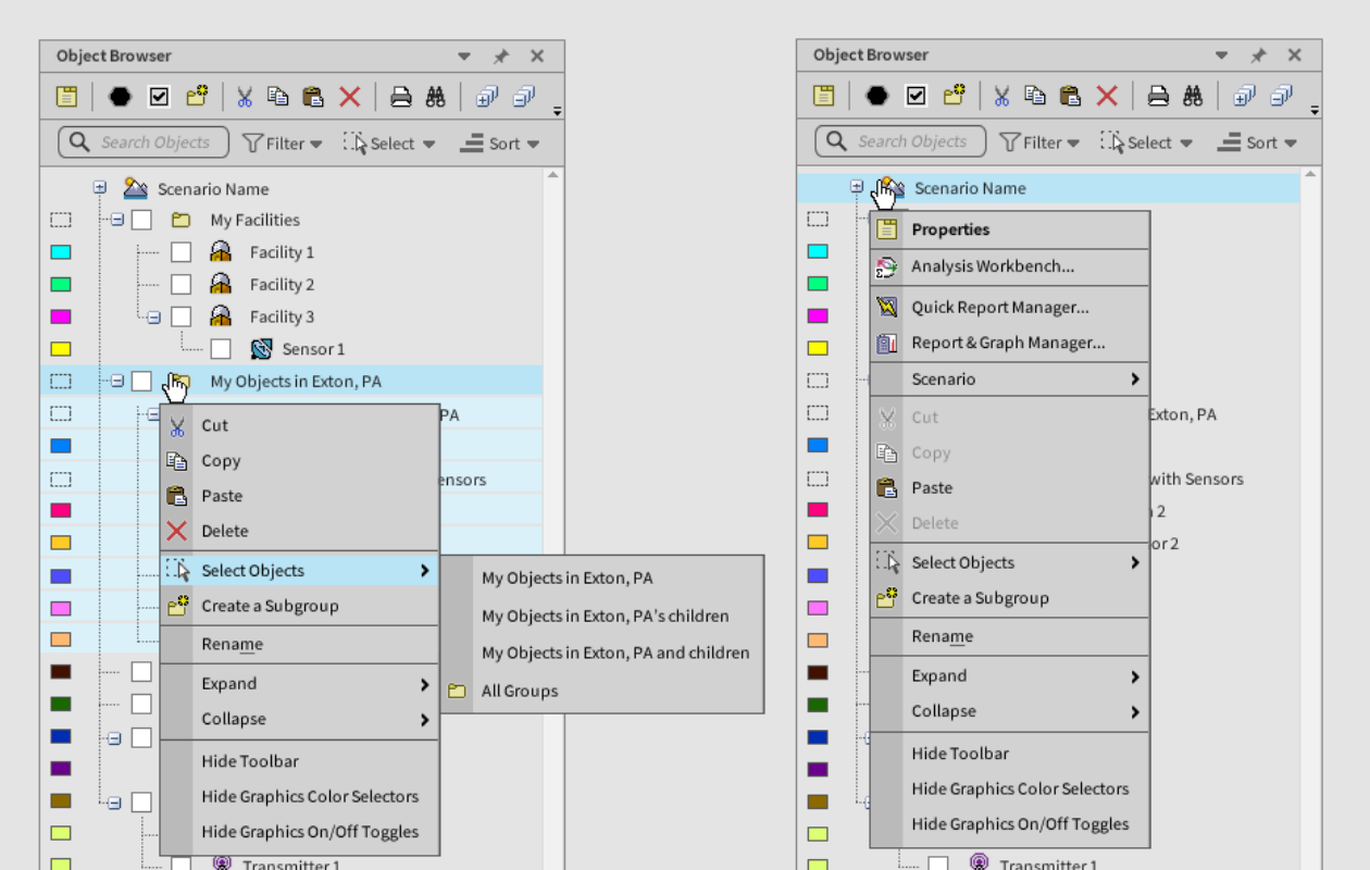 Object Grouping Menu Options