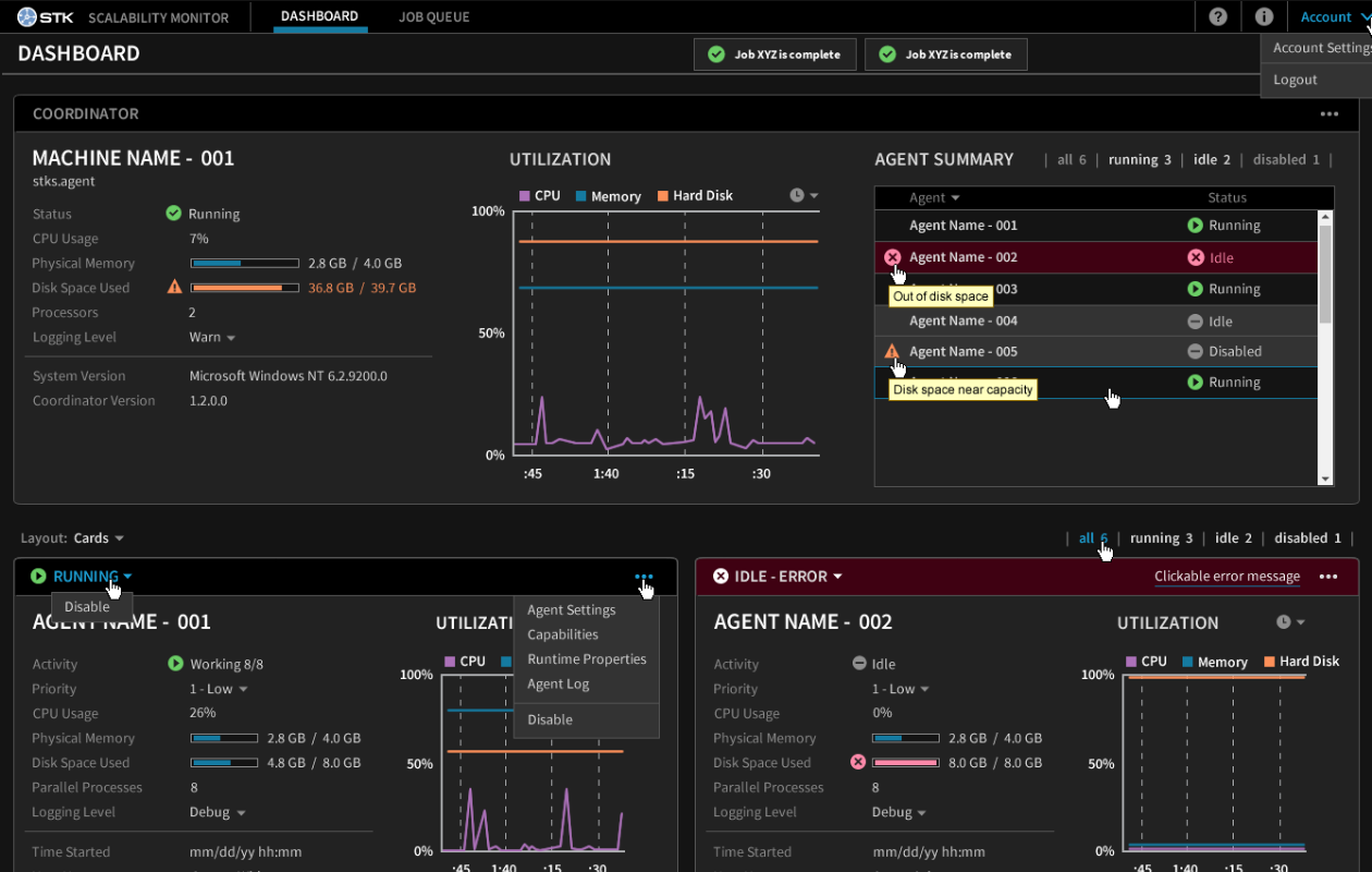 Scalability Machine Dashboard