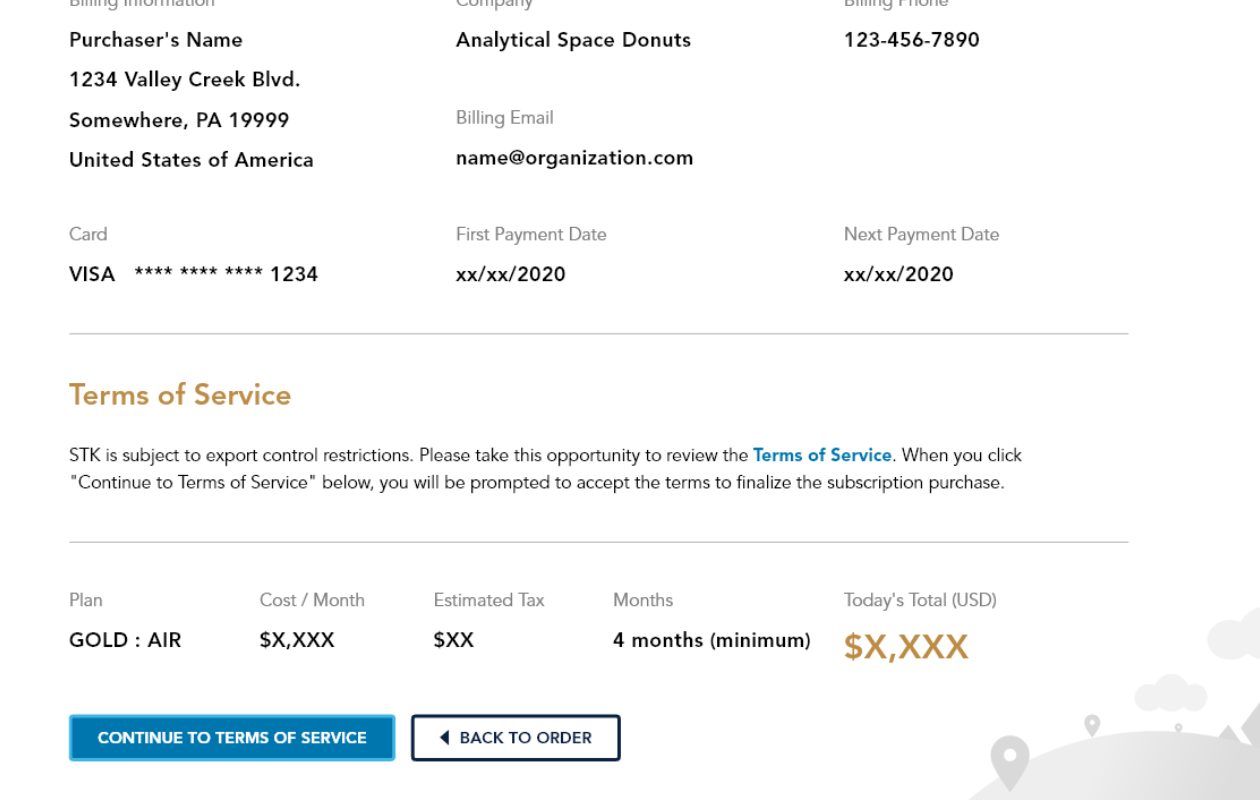 STK Cloud Order Summary