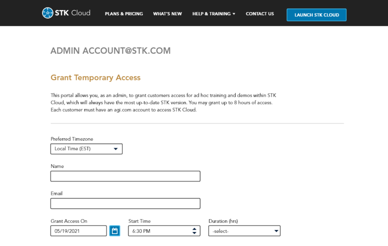 STK Cloud Admin Access