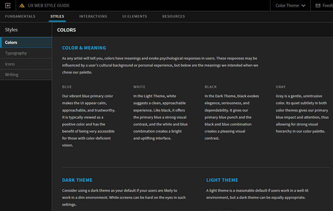 Style Guide Dark Theme